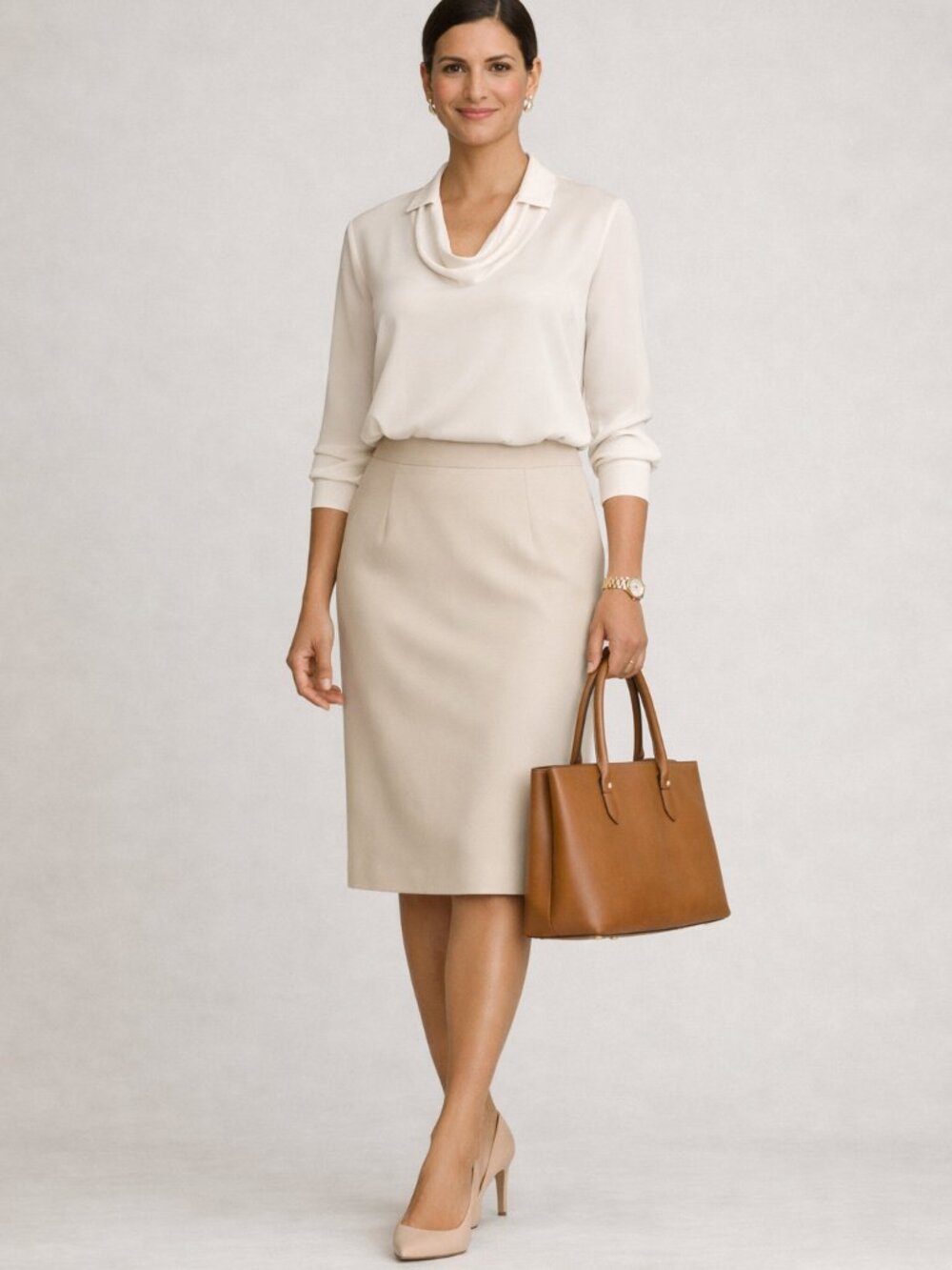 Dana Buchman Classic Cream Women's 100% Silk Pencil Skirt NWT
